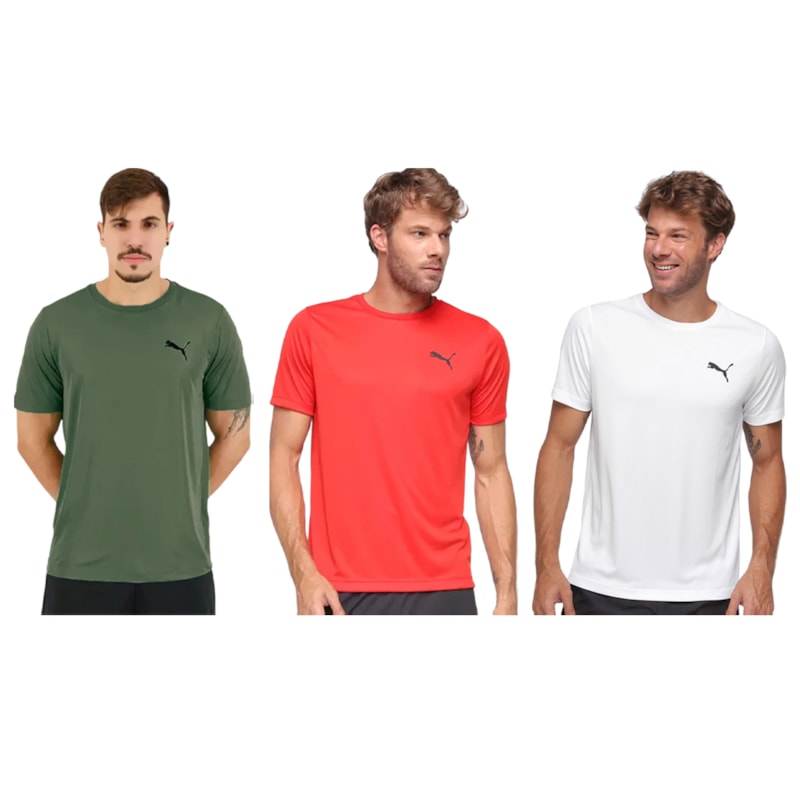 Kit 3 Camisetas Puma Active Small Logo Masculina