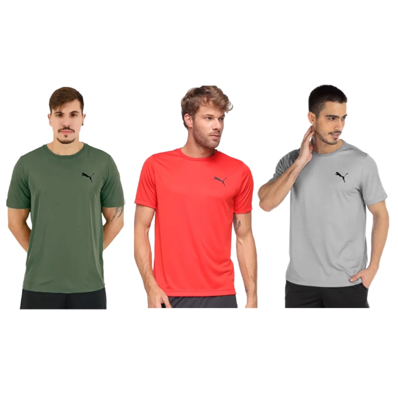 Kit 3 Camisetas Puma Active Small Logo Masculina