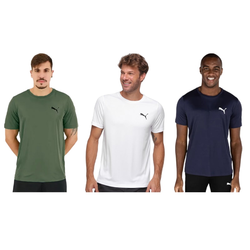 Kit 3 Camisetas Puma Active Small Logo Masculina