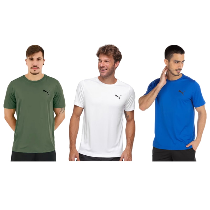 Kit 3 Camisetas Puma Active Small Logo Masculina