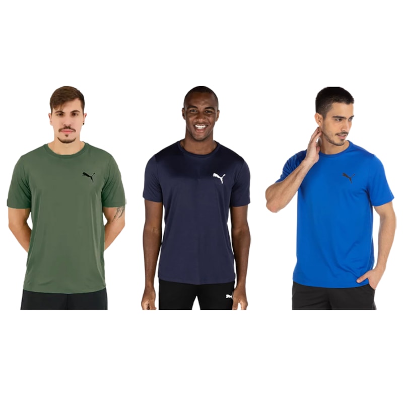 Kit 3 Camisetas Puma Active Small Logo Masculina