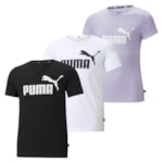 Kit 3 Camisetas Puma Essentials Logo Infantil