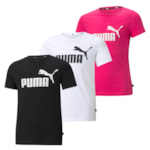 Kit 3 Camisetas Puma Essentials Logo Infantil