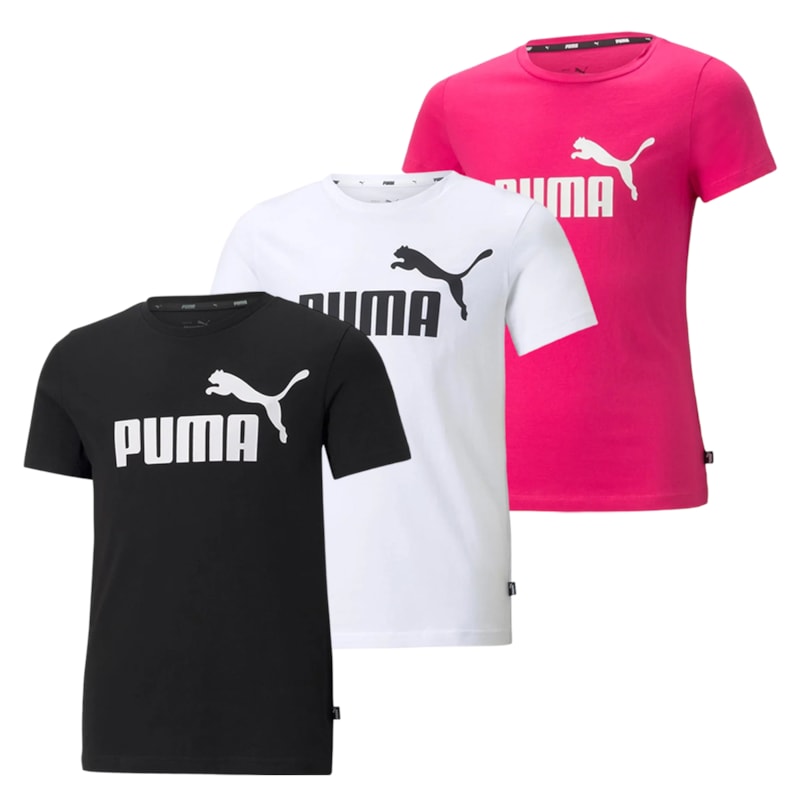 Kit 3 Camisetas Puma Essentials Logo Infantil