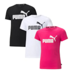 Kit 3 Camisetas Puma Essentials Logo Infantil