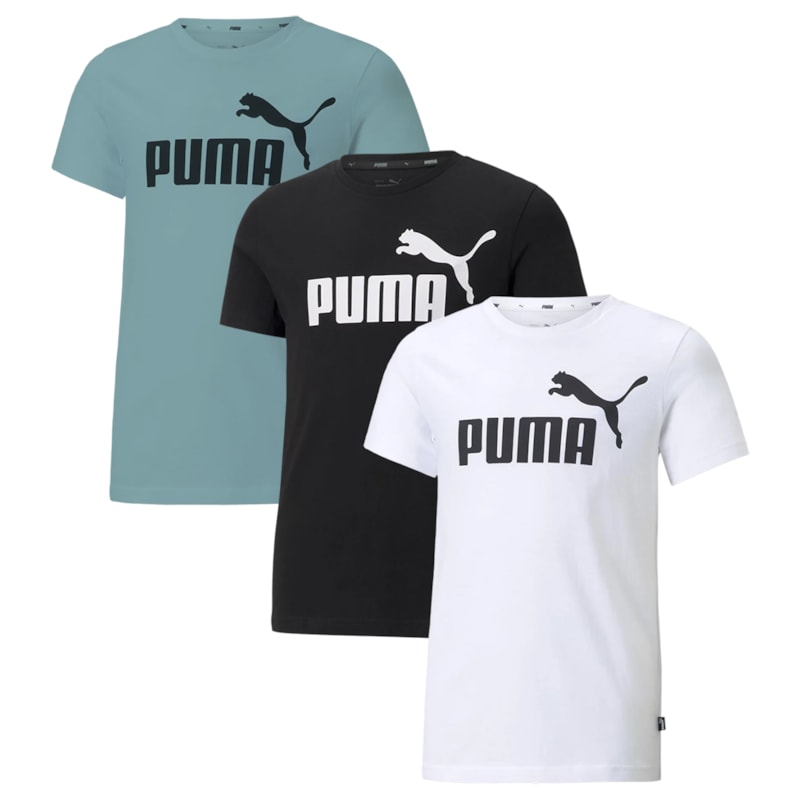 Kit 3 Camisetas Puma Essentials Logo Infantil