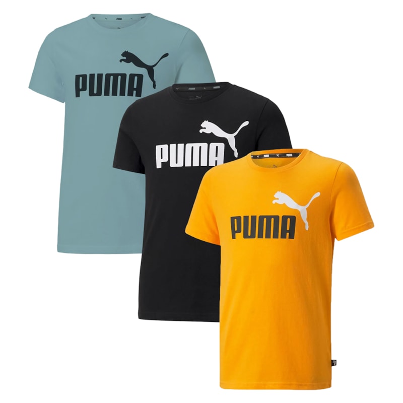 Kit 3 Camisetas Puma Essentials Logo Infantil