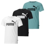 Kit 3 Camisetas Puma Essentials Logo Infantil