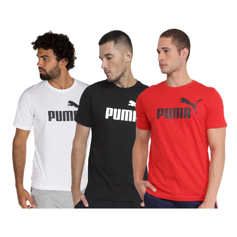 Kit 3 Camisetas Puma Essentials Logo Masculina