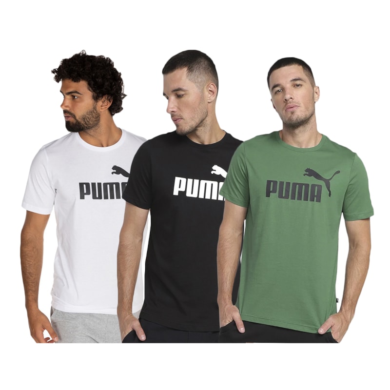 Kit 3 Camisetas Puma Essentials Logo Masculina