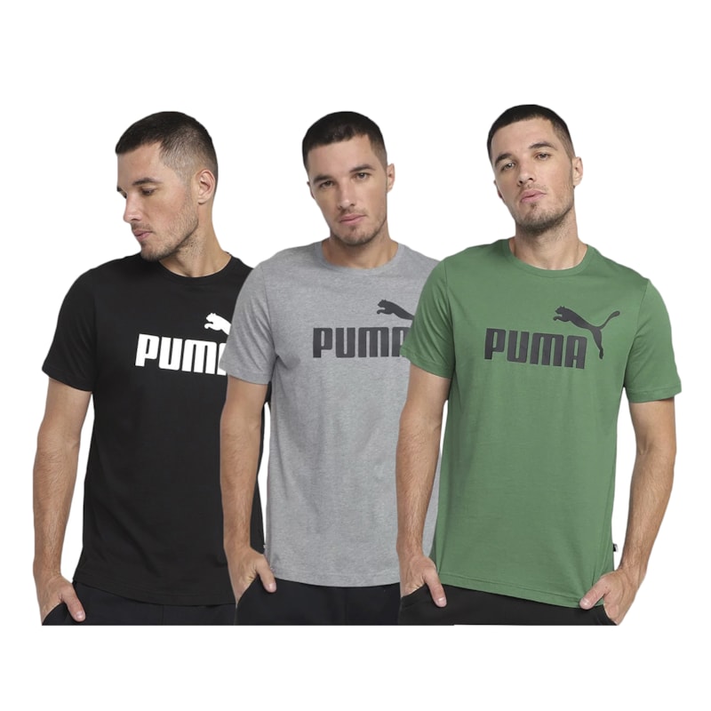 Kit 3 Camisetas Puma Essentials Logo Masculina