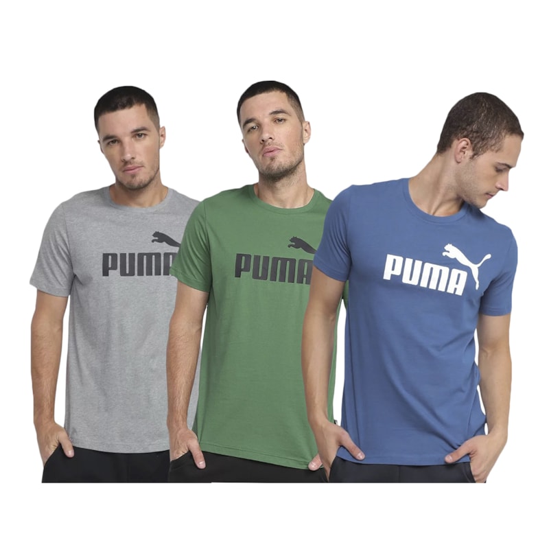 Kit 3 Camisetas Puma Essentials Logo Masculina