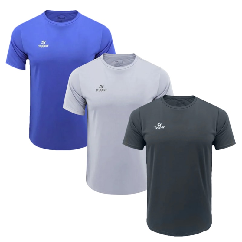 Kit 3 Camisetas Topper Faster Masculina