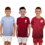 Kit 3 Conjuntos Liverpool Manchester City  Roma Camisa + Calção Infantil