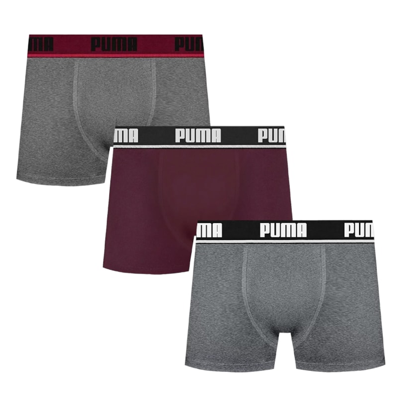 Kit 3 Cuecas Boxer Puma Cotton Masculina