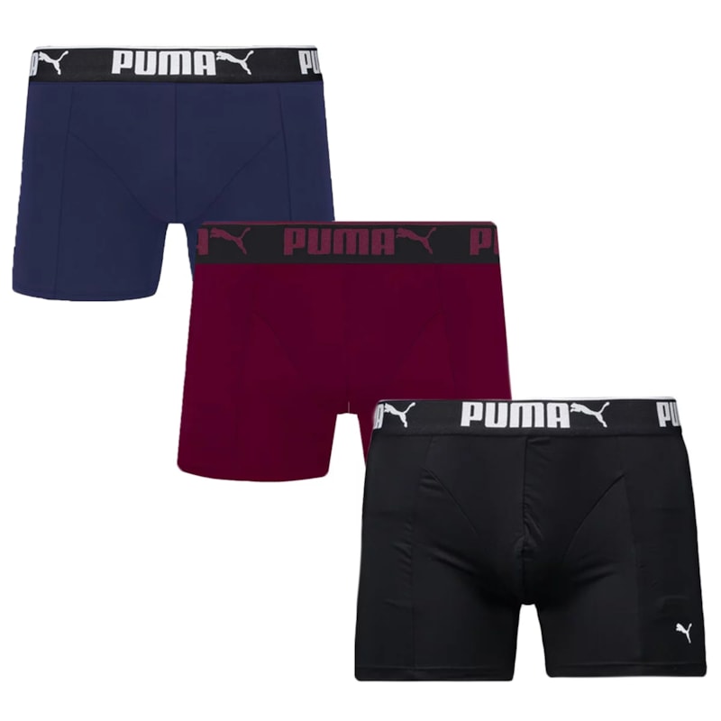 Kit 3 Cuecas Boxer Puma Microfibra Masculina