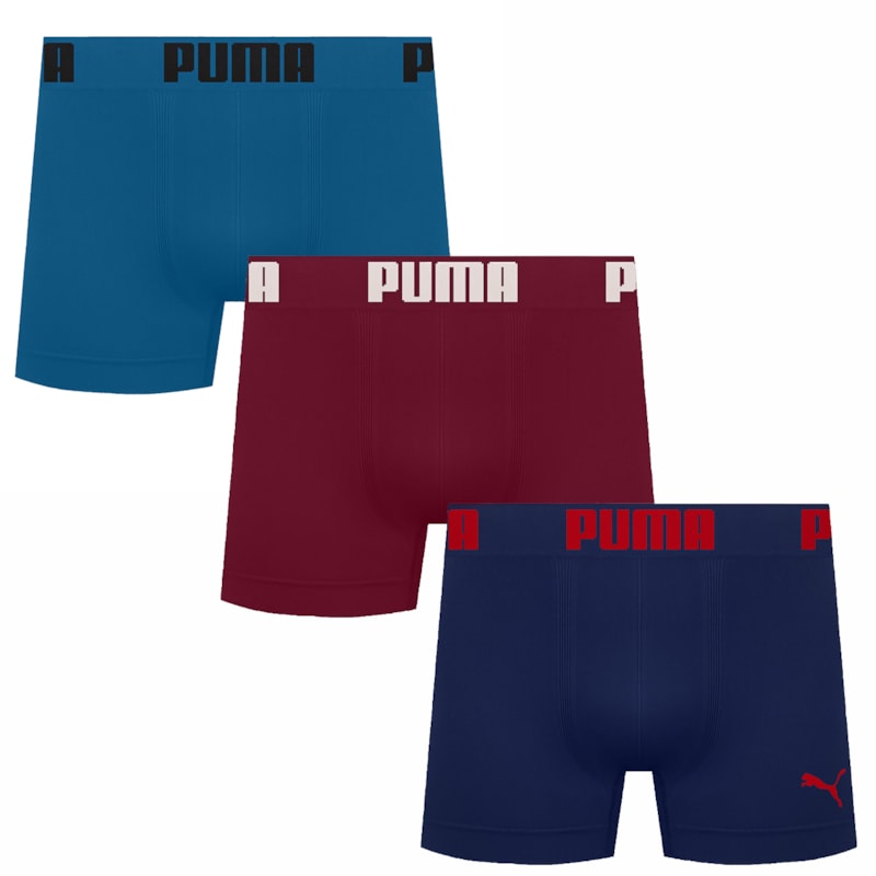 Kit 3 Cuecas Boxer Puma Sem Costura Masculino Kit 3 Cuecas Boxer Puma Sem Costura Masculino