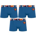 Kit 3 Cuecas Boxer Selene Superman Infantil - Azul