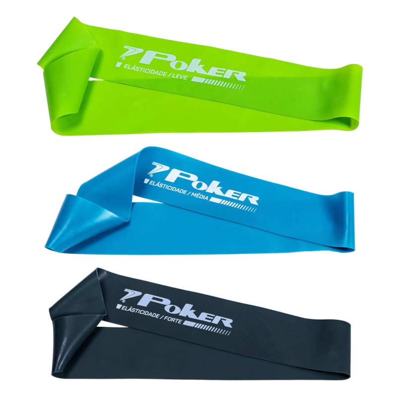Kit 3 Mini Bands Poker Leve/Média/Forte - Verde, Azul e Preto Kit 3 Mini Bands Poker Leve/Média/Forte - Verde, Azul e Preto
