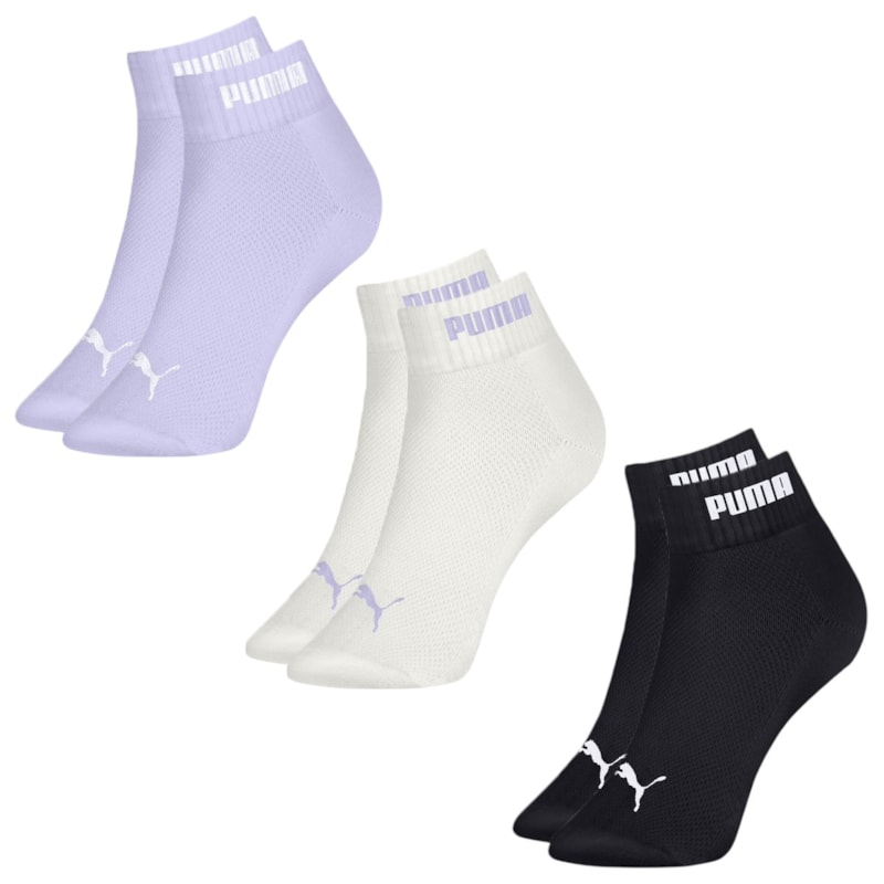 Kit 3 Pares de Meia Puma Cano Baixo Esportiva Feminina