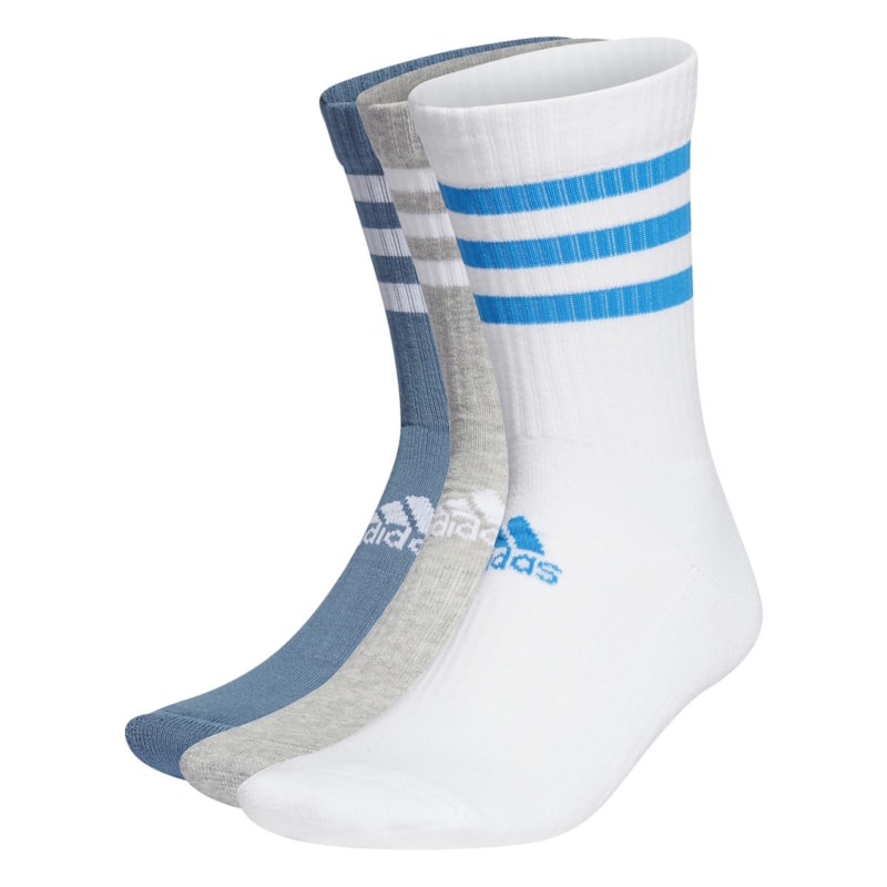 Kit 3 Pares de Meias Adidas 3 Stripes Unissex