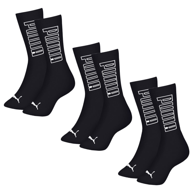 Kit 3 Pares De Meias Puma Esportiva Cano Longo Masculina