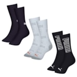 Kit 3 Pares De Meias Puma Esportiva Cano Longo Masculina