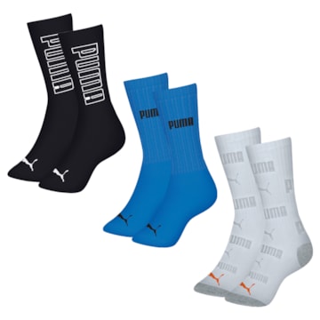 Kit 3 Pares De Meias Puma Esportiva Cano Longo Masculina