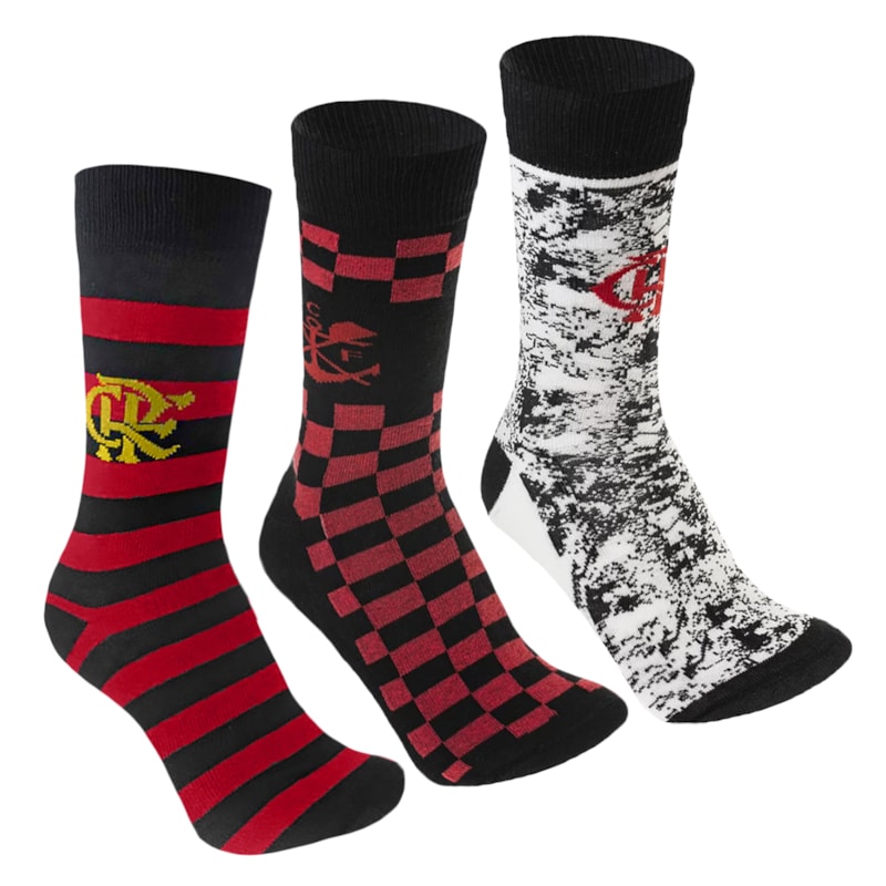 Kit 3 Pares de Meias Rikam Casual Flamengo Masculina