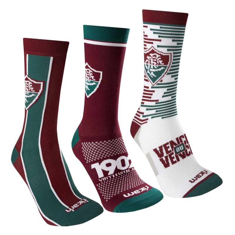 Kit 3 Pares de Meias Rikam Fluminense Performance Masculina