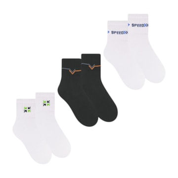 Kit 3 Pares De Meias Selene Esportiva Cano Curto Masculina