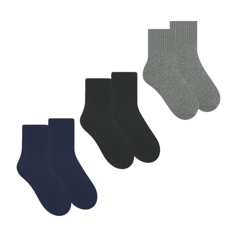 Kit 3 Pares De Meias Selene Esportiva Cano Curto Masculina