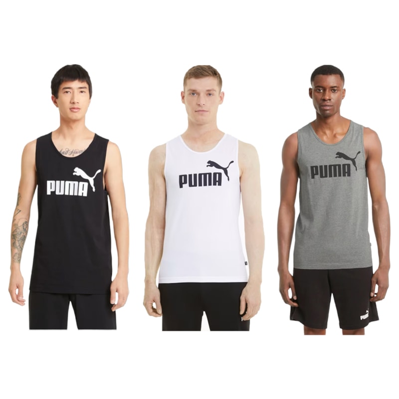 Kit 3 Regatas Puma Essentials Tank Masculina