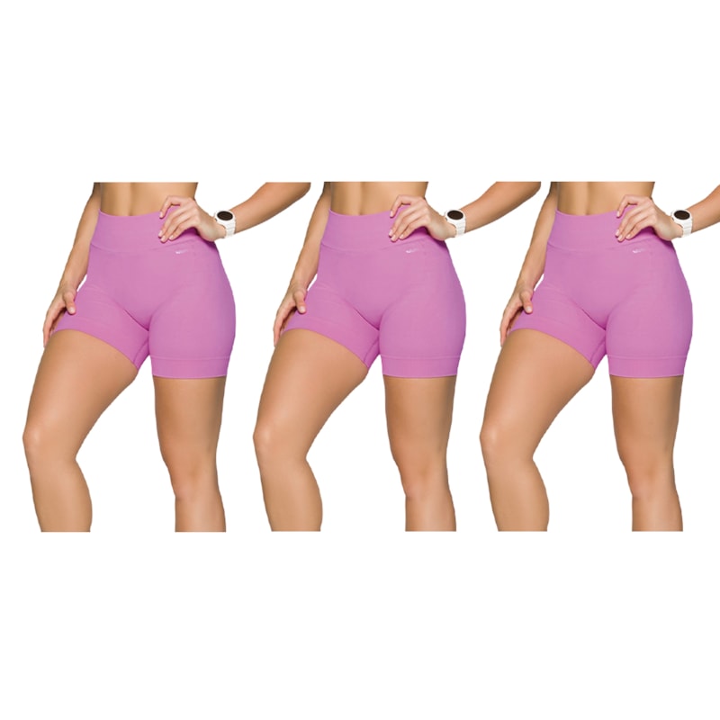 Kit 3 Shorts Selene Sem Costura Feminino