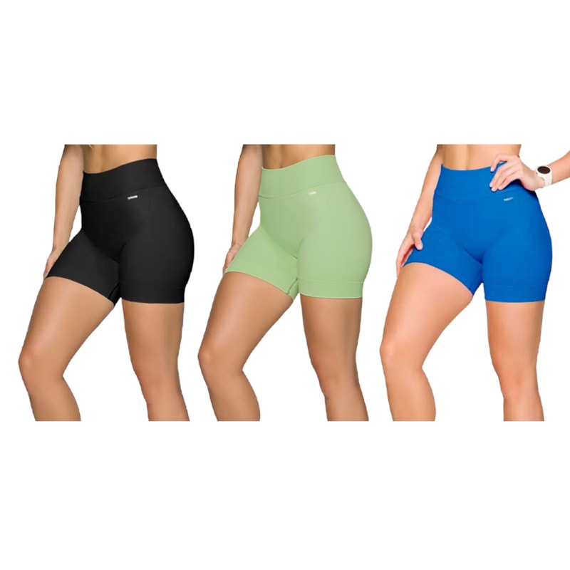 Kit 3 Shorts Selene Sem Costura Feminino