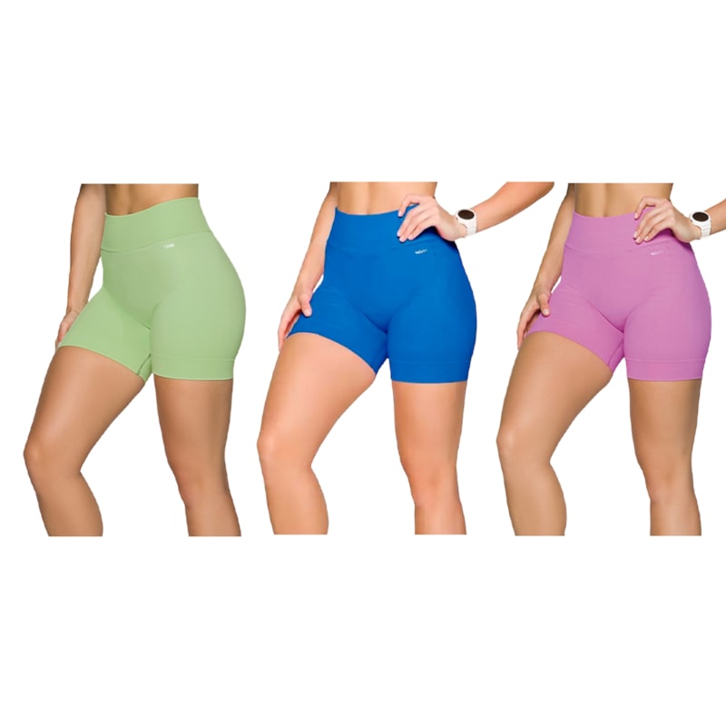 Kit 3 Shorts Selene Sem Costura Feminino