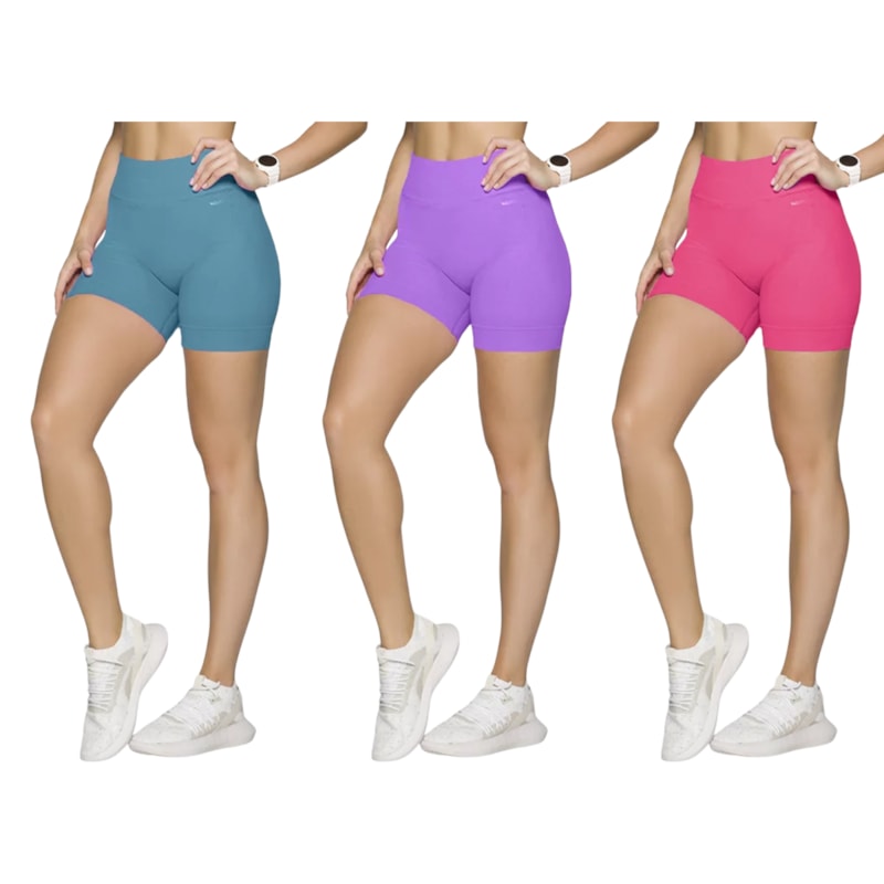 Kit 3 Shorts Selene Sem Costura Feminino