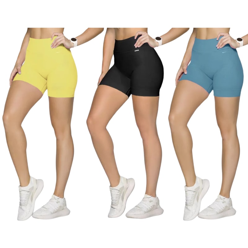 Kit 3 Shorts Selene Sem Costura Feminino