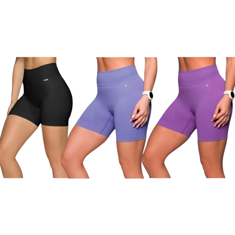 Kit 3 Shorts Selene Sem Costura Feminino