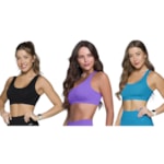 Kit 3 Tops Canelado Selene Sem Costura Feminino