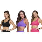 Kit 3 Tops Canelado Selene Sem Costura Feminino