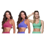 Kit 3 Tops Canelado Selene Sem Costura Feminino