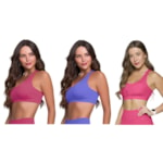 Kit 3 Tops Canelado Selene Sem Costura Feminino