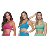 Kit 3 Tops Canelado Selene Sem Costura Feminino