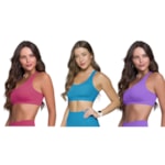 Kit 3 Tops Canelado Selene Sem Costura Feminino