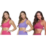 Kit 3 Tops Canelado Selene Sem Costura Feminino