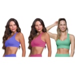 Kit 3 Tops Canelado Selene Sem Costura Feminino