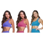 Kit 3 Tops Canelado Selene Sem Costura Feminino