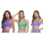 Kit 3 Tops Canelado Selene Sem Costura Feminino