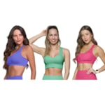 Kit 3 Tops Canelado Selene Sem Costura Feminino